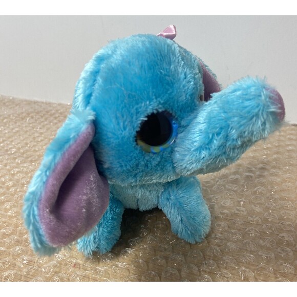 Wild Republic baby Blue Purple Elephant  5.5 inch Plush Sparkle Eyes 2015 - Picture 7 of 7